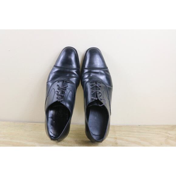 Salvatore Ferragamo Mens Dress Shoes 8D Black Leather Oxfords Italy main image 8